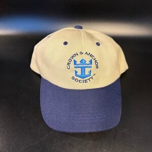 Royal Caribbean Crown & Anchor Society Hat Tan Navy Blue Adjustable Baseball Cap